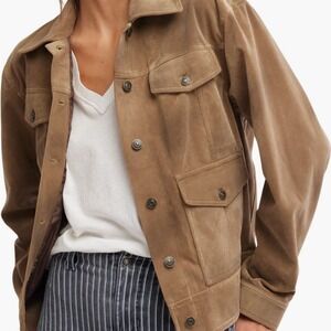 New! Free People Faux Suede Boxy Trucker Jacket Chore Coat
